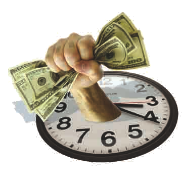 Clock with Money in hand